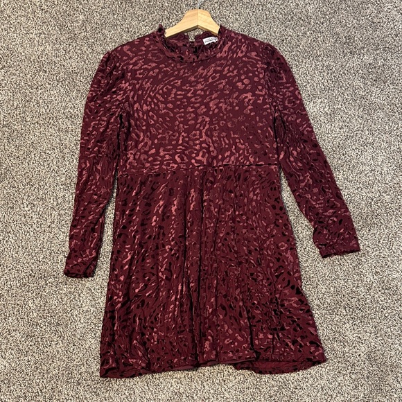 Ten Sixty Sherman Maroon Animal Print Kids Dress - Picture 1 of 1